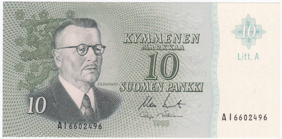 10 Markkaa 1963 Litt.A AI6602496